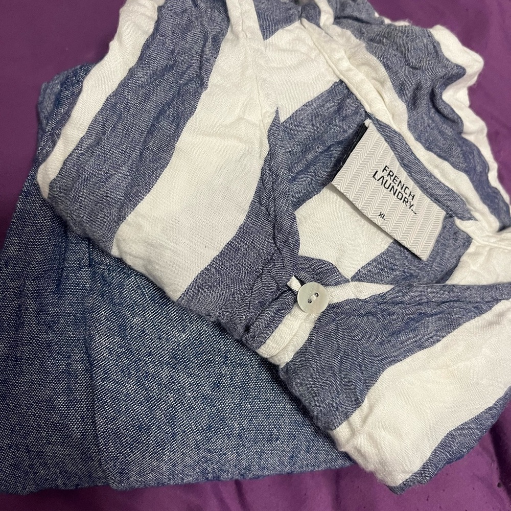 French Laundry Navy and White Casual Top